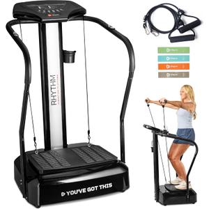 Lifepro Rhythm Vibration Plate Exercise Machine with Handles for Balance Support  Vibrating Plate for Lymphatic Drainage, Circulation & Recovery, Heart Rate Sensor, Phone Holder, 99 Speed Levels