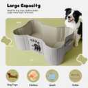 39L Dog Toy Basket, Collapsible Dog Bone Baskets for Toys, Dogs Storage Organizer with PU Handles, Pet Toys Basket with Bone Shape Design, Toy Baskets for Dogs, Gray, 22" x 14.4" x 7.5"