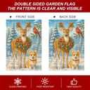 2 x IVN Christmas Animal Friends Garden Flag Yard Flag for Outside 12 x 18 Inch Double Sided Burlap Snow Reindeer Dog Bunny Banner for Patio Lawn Home Outdoor Decoration