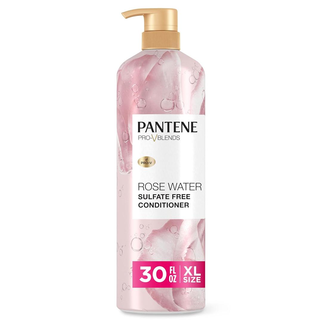Pantene Rose Water Conditioner, Soothes, Replenishes Hydration, Safe for Color Treated Hair, Nutrient Infused with Vitamin B5 and Antioxidants, Pro-V Blends, 30.0 oz (30 Fl Oz (Pack of 1))