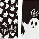 Artoid Mode Black Ghost Spooky Halloween Kitchen Towels Dish Towels, 18x26 Inch Boo Decoration Hand Towels Set of 2