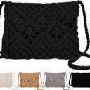 Peicees Crossbody Bag Purse For Women Bohemian Shoulder Bag Woven Crochet Purse For Summer Beach Travel Clutch Handbag