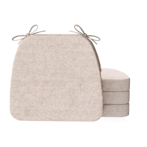 AAAAAcessories D-Shaped Chair Cushions, 2" Thick Dining Chair Pads with Ties and Removable, Machine-Washable Cover, 17" x 16", Set of 4, Oatmeal Beige