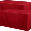 Fitted Tablecloth for 72" x 30" Rectangle Tables - Water Resistant Washable Rectangle Table Covers for Wedding, Banquet and Trade Shows, 2 Pack, 6FT, Red