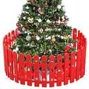 Christmas Fence Decoration, 24 Red Plastic Pieces for Tree Gate, Miniature Home Garden Fence Edge, Picket Garden Border, Home Picket Decoration