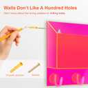 Acrylic Key Holder Wall Mount Mail Organizer for Wall with Shelf Storage Drawer and 5 Hooks, Neon Pink
