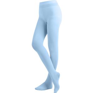 EMEM Apparel Women's Solid Colored Opaque Microfiber Footed Tights (Light Blue), Size:A