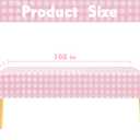 Kesfey 3 Packs Pink Gingham Tablecloth Pink and White Checkered Tablecloths 54 x 108 Inches Disposable Plastic Gingham Tablecovers Waterproof Rectangle Picnic Table Covers for Birthday Party Supplies