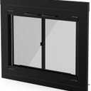 Stanbroil Fireplace Glass Cabinet-Style Door, Black Finish, Small, Decorative Fireplace Screen Door for Fireplace Accessories