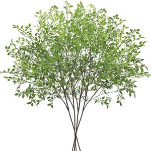 CEWOR 4pcs Artificial Plants Fake Greenery Branches for Vase, 43.3 Inch Green Nandina Long Steams for Tall Vase, Fake Plants Spring Stems for Wedding Garden Office Home Dcor