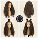Forfeels 134 Dark Brown Lace Front Wig Long Curly Brown Wig with Baby Hair Synthetic Lace Front Wigs for Women Daily Party Use 24 Inch