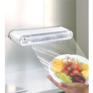 Plastic Wrap Dispenser With Cutter, Reusable Cling Film Dispenser, Cling Wrap Dispenser With Slide Cutter, Also For Aluminum Foil, Tin Foil, Baking Paper (white)