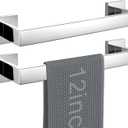 LANC 12-Inche 2-Pack Bathroom Towel Bars,Silver Kitchen Bath Accessories Total-14 Square Towel Rack Heavy Duty Chrome Polished Stainless Steel Wall Mounted Modern Towel Holder,A8804-3CP