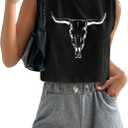 Country Concert Outfits Crop Tank Tops Women Cute Casual Summer Western Cowgirl Graphic Crop Tops for Teens Girls (White, L)