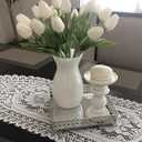 Beferr White Tulips Artificial Flowers 18Pcs Faux Silk Tulip Real Touch Tulip Fake Flowers Bouquets Arrangements for Mother's Day Easter Spring Flowers Gifts Home Table Decor