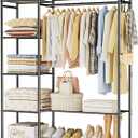 Neprock Wardrobe Closet, Portable Clothing Rack for Hanging Clothes, Free Standing Closet Organizers and Storage System with 4 Tiers Shelves for Cloakroom Bedroom, Black