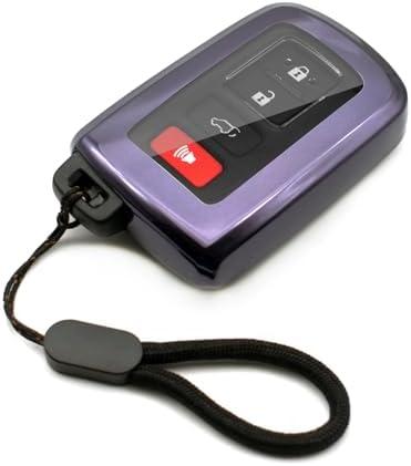 MECHCOS Fit for Toyota Key Fob Cover fit Tacoma 4Runner Highlander Sequoia Corolla RAV4 Land Cruise Prius C Key Fob Cover Case TPU Remote Holder Protector Sleeve Accessories Purple Black