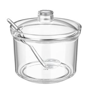 Quald Sugar Container with Lid and Spoon,Sugar Bowl Acrylic Jar for Coffee Bar Accessories Coffee Canister Kitchen Decor (Large)