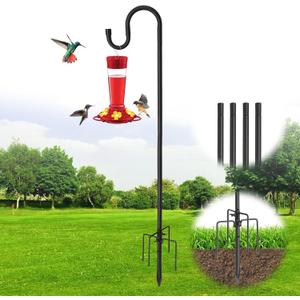 46 Inch Shepherd Hooks for Outdoor, 5 Prong Base, Heavy Duty Splicing Adjustable Shepherd Hooks, Heavy Duty Feeder Pole for Hanging Flower Baskets Lantern Lights Wind Chime