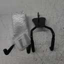 2 Pack Shed Accessories Multi Purpose Shed Hooks Metal Power Tool Holder for Large or Small Tools or Shovels, Black (Short Straight)