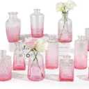 RUCKAE 12 Pack Glass Bud Vases Mini Flower Vase Small Vintage Vases for Centerpiece Table Wedding Decorations Home Decor Party (Gradient Pink)