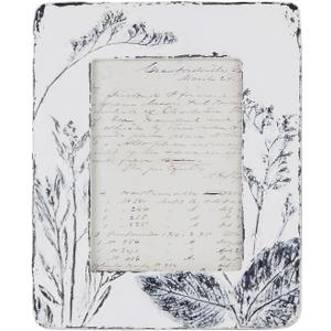 NIKKY HOME Farmhouse 5x7 Picture Frame Boho Photo Frame with 3D Botanical Plant Textured and Rustic Whitewashed Finish, Hand-Crafted Resin Picture Frames with HD Glass for Tabletop Display