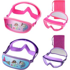 Kids Swim Goggles Age 3-8, Toddler Goggles No Hair Pull,Child Swimming Mask Fabric Strap (Pink & Violet)