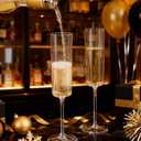 Ciaell 24 Pack Plastic Champagne Flutes - Clear 6 Oz Disposable Champagne Glasses - Square Plastic Toasting Glasses for Party Birthday Anniversary Wedding