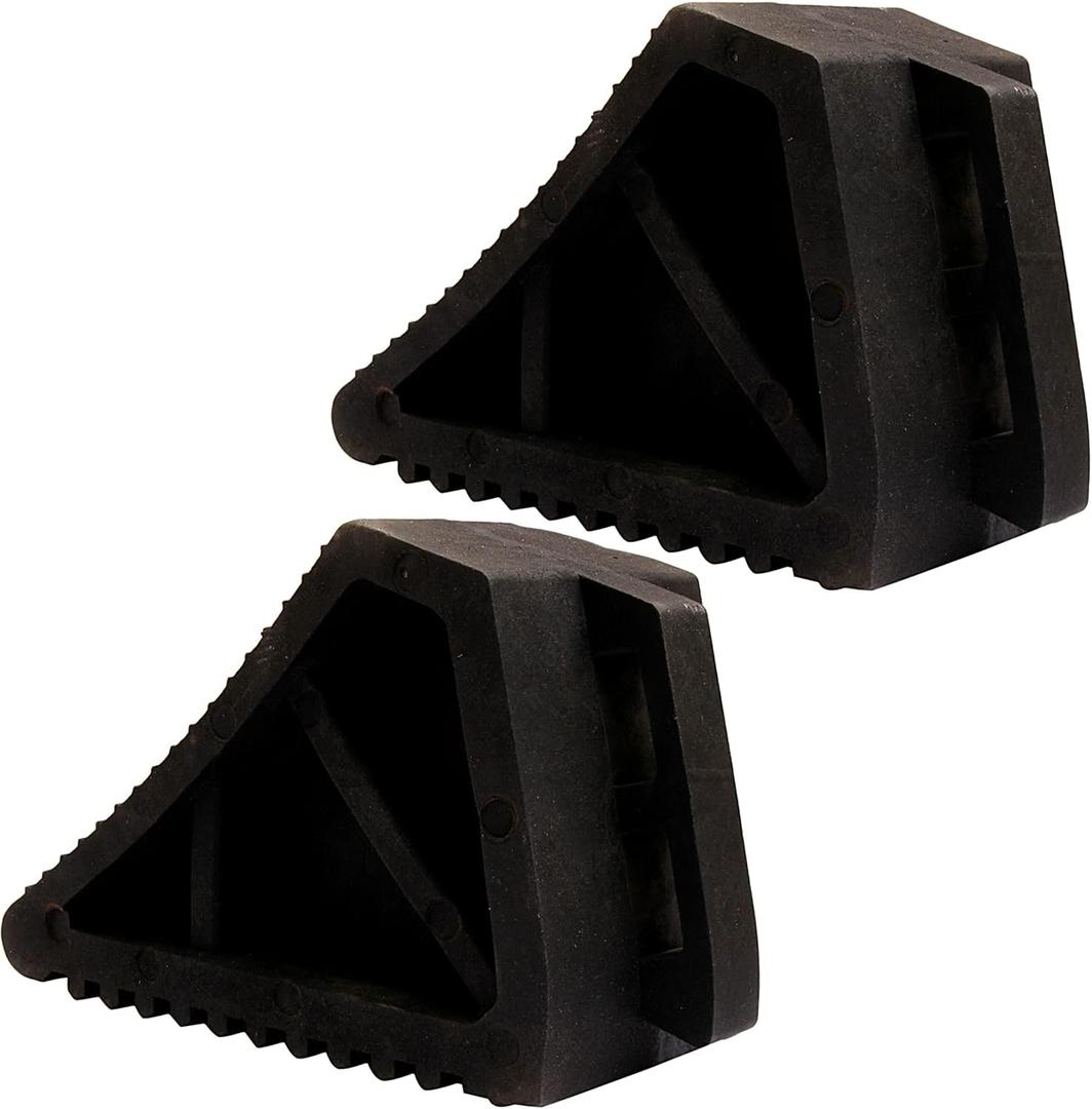 LADWA Heavy Duty Wheel Chocks 2-Pack - Solid Rubber Non-Slip Durable Black Wheel Chock for Car, Travel Trailers, RV, Truck, and ATV - All Weather Use (Black, 2 PC)