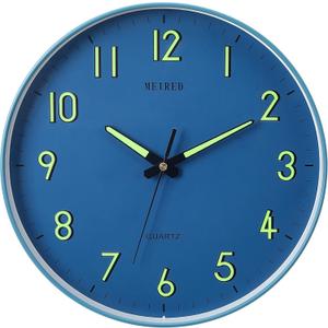 MEIRED Night Light Wall Clock 12 Inch Silent Non Ticking Battery Operated Wall Clocks Glow in The Dark, Lighted Up Wall Clock for Bedroom Living Room/Kitchen, Blue