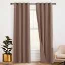 RYB HOME Noise Cancelling Curtains - 3 Layers Blackout Curtains Privacy Window Treatment Thermal Insulated Room Divider Drapes for Studio Bedroom Laundry Room, 52 x 84 inches, Mocha, 2 Pcs