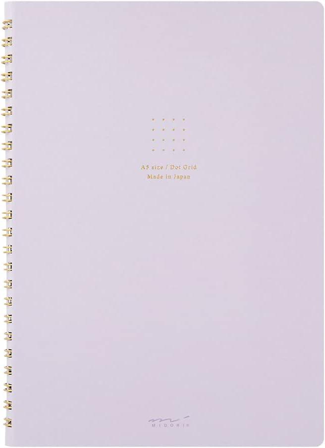 DESIGNPHIL Midori 15335006 Notebook, Ring Notebook, Color, Dot Square, Purple, A5