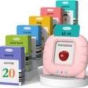 Spanish & English Talking Flash Cards for Toddlers 1 2 3 4 5 6, Audible Toys for Kids to Learn Spanish - 258 Cards and 516 Words(Pink)