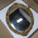 Vintage Wall Mirror Gold Oval Decorative Mirror 12 x 8.3 inch Small Hanging Mirrors for Bedroom Living-Room Dresser Gallery Decor (Antique Gold)