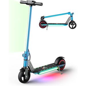 Classic Foldable Electric Scooter for Kids, Bright Front Lights, Shining Pedal Lights, LED Display, Dual Brakes 150W Motor Kids Electric Scooter, UL2272 Certified