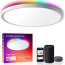 MELEGAN Smart Led Ceiling Light Flush Mount, 12 Inch 24W Ceiling Light Fixture Dimmable 2700K-6500K, RGB Ambient Light Fixture WiFi Compatible with Alexa Google Home for Bedroom Living Room