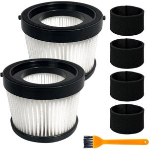 2 Pack DCV5011H HEPA Filter Compatible with DEWALT DCV501HB Cordless Handheld Vacuum, with 4 Foam Sleeve Filters & 1 Brush