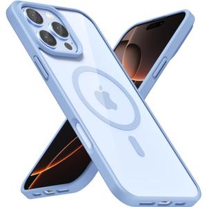 for iPhone 16 Pro Case Clear Mag Safe, Ultra Thin Slim Cover Magnetic Compatible with Magsafe Phone Case for Women Men Girl, Cute Soft TPU Silicone & Transparent Hard Plastic, Light Blue