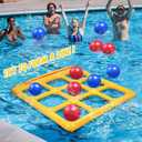 TicTac Shot Pool Toys Games Set- Tic-Tac-Toe Inflatable Pool Toy with 10 Balls - for Adults Teens Kids 2-10 Players