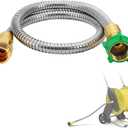 Male to Female Leader Hose for Hoses Reel - 2ft Leakproof Kink Free Short Garden Hose, Heavy Duty 304 Stainless Steel Flexible Water Pipe for Outdoor Garden Watering Car Pet Cleaning