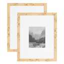 Kate and Laurel Burlock Transitional Faux Burlwood Picture Frame Set of 2, 16 x 20 matted to 8 x 10, Natural, Modern Two-Piece Burlwood Frame Set for Gallery Wall Decor for Living Room