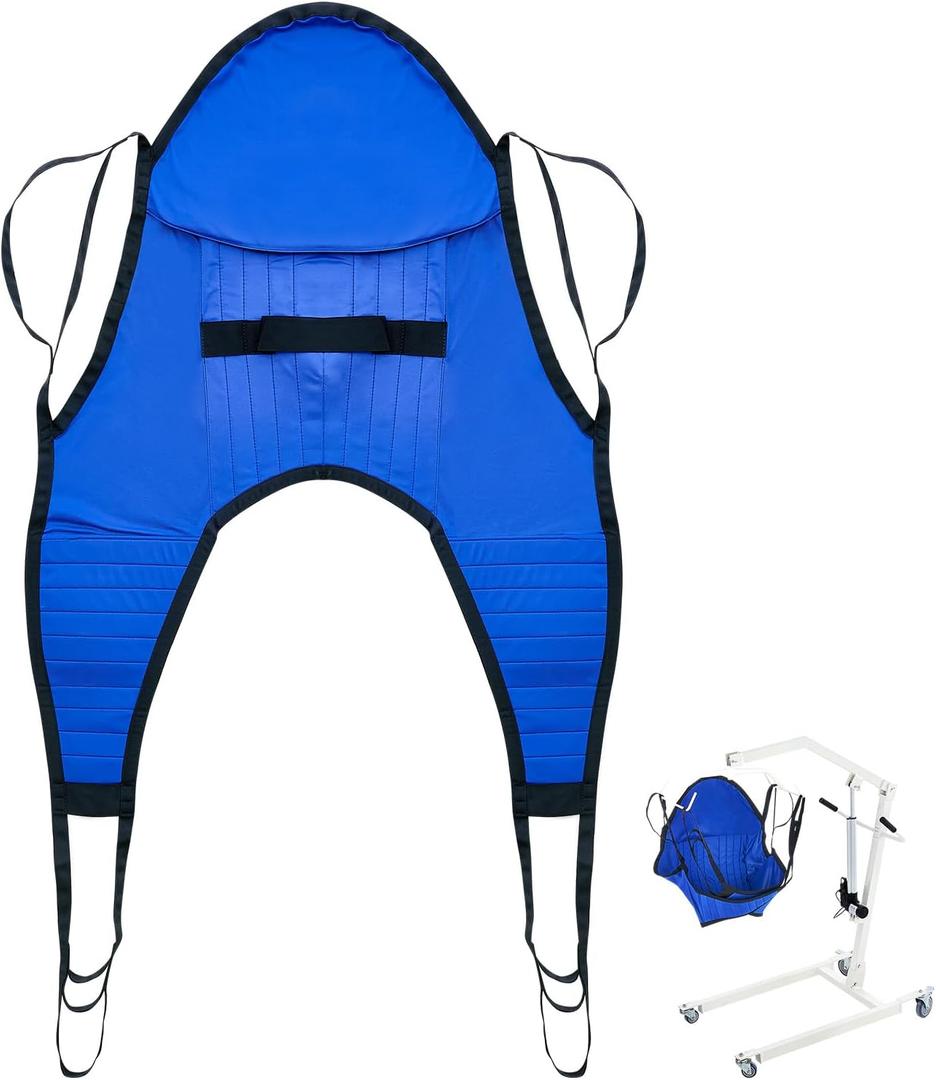VEVOR Patient Lift U-Sling with Head Support- Medium Size, Divided Leg Transfer Sling for Bathing, Patient Lift Medical Sling for Elderly, Disabled, Bedridden, 600LBS