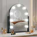 Arched Makeup Vanity Mirror with LED Lights Makeup Mirror Detachable 10X Magnification, Hollywood Make Up Mirror with Lighting, Smart Touch, Rechargeable,360 Rotation,Black 14.17"x 11.81"
