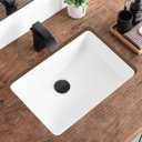 18 Inch Undermount Bathroom Sink White Ceramic Rectangular Under Counter Bathroom Sink for Cabinet Porcelain Vanity Sinks,Overflow Type (18.4"x13.0")