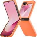 Ruky for Samsung Z Flip 6 Case, Full Body Protective Cover Hard PC Ultra Slim Anti-Scratches Shockproof Wireless Charging Phone Case for Samsung Galaxy Z Flip 6, Orange