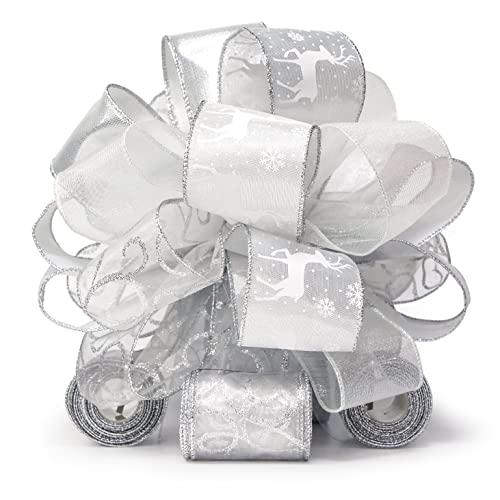 Altier 11" Wide Gold Christmas Tree Topper Bow 4 Tails Streamers with 3 Yards Long Each for Home Decoration Treetop Handmade Bow Ornament Holiday Party