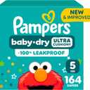 Pampers Diapers - Baby Dry - Size 5, 164 Count, Absorbent Disposable Infant Diaper 