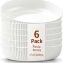 HOMQUEN Pasta Bowls Set of 6, 37oz Salad Bowls White Soup Bowls, Large Pasta Serving Bowls, Unbreakable Plastic Dinner Bowls, Dinnerware Sets,Valentines Day Gift, Dishwasher Safe (White)