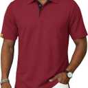 Men's Polo Shirt Short Sleeve Moisture Wicking Sports Casual T-Shirt Golf Polo Shirt Business Collar Shirt for Men Red M (M)