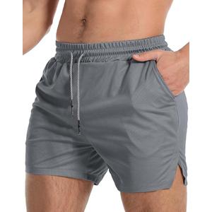 Aolesy Men's Gym Workout Shorts 5 Inch Lightweight Bodybuilding Athletic Shorts Running Training with Zipper Pockets & Towel Loop, 2XL